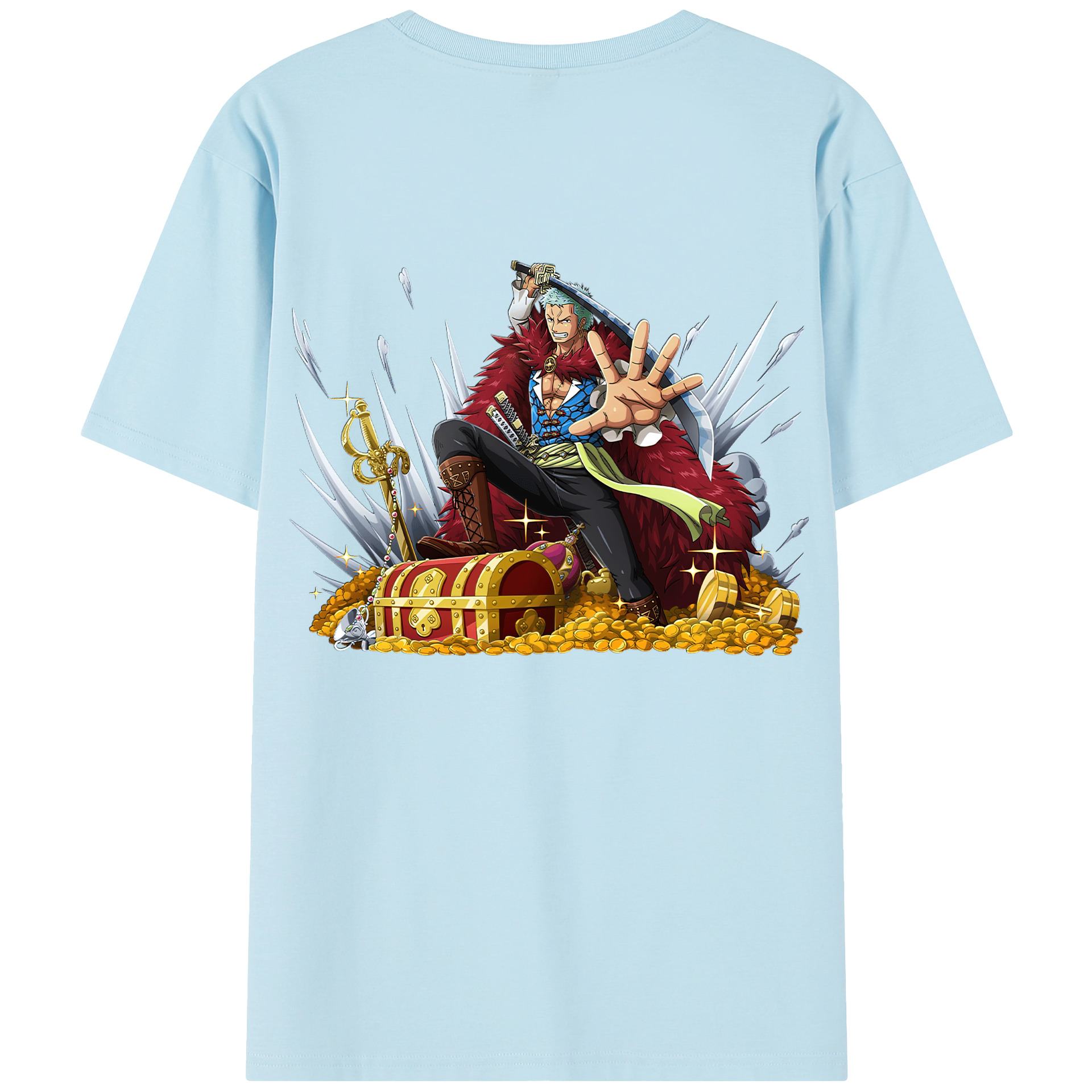 ワンピース ロロノア・ゾロ ONE PIECE Roronoa Zoro 綿100％半袖Tシャツ（背面プリント）